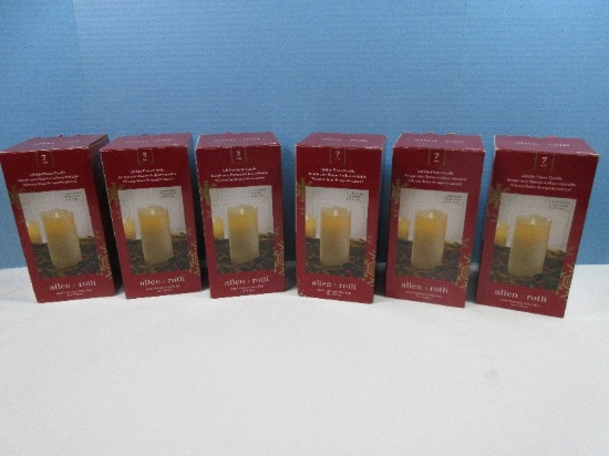 6 Allen Roth 7" Realistic Flameless Pillar Candles-Appears NIB