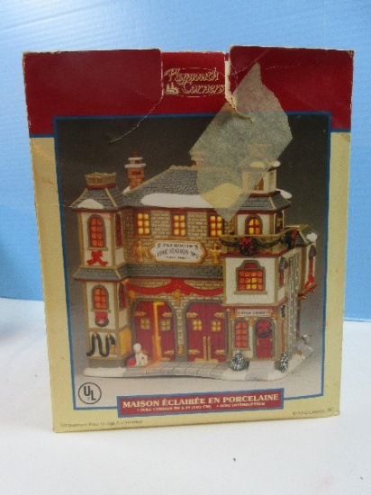 Collectible Lemax Christmas Village Plymouth Corners Fire Station No.2 Porcelain Lighted
