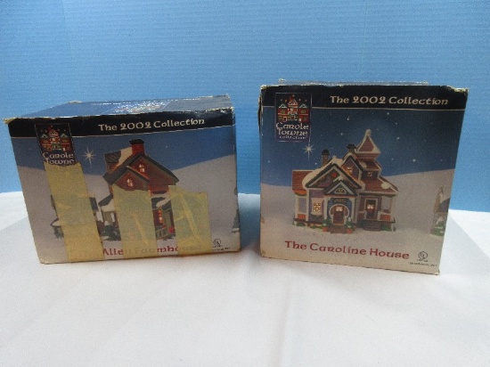 Lemax 2 Collectible Carole Towne 2002 Christmas Village Series Lighted Building "The Allen