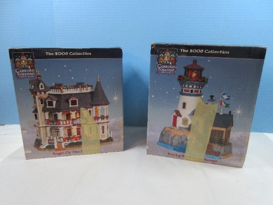 2 Lemax Carole Towne 2001 Christmas Village Series Lighted Porcelain Building "Rocky Reef