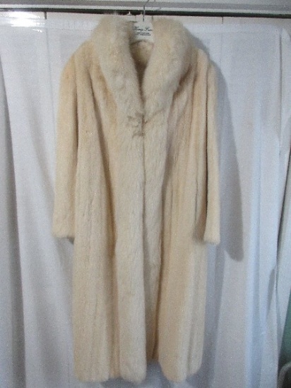 Fashion Luxurious Full Length Mink Fur Coat by Jones Designs Silk Lining w/Monogram. 52"L