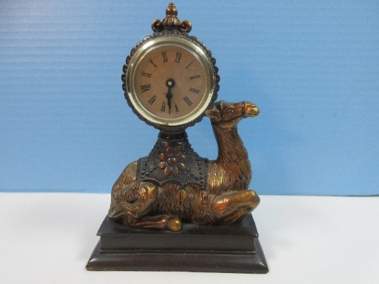 Resin 8 3/4" Figural Camel Resting Decorative Clock Battery Powered