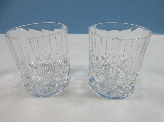 Pair Royal Crystal Rock Opera Pattern Cut Verticals Cut Criss Crosses Design 3 1/4" Old Fashioned