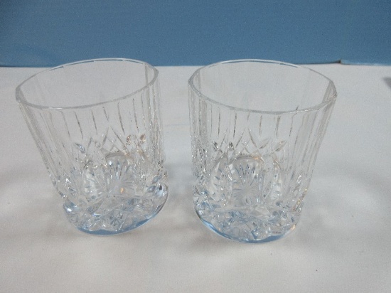 Pair Royal Crystal Rock Opera Pattern Cut Verticals Cut Criss Crosses Design 3 1/4" Old Fashioned
