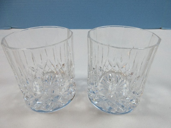 Pair Royal Crystal Rock Opera Pattern Cut Verticals Cut Criss Crosses Design 3 1/4" Old Fashioned