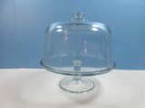 2 pc. Classic Pressed Glass Diner Pedestal Cake Stand and Dome Lid Approx. Overall 12
