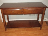 Modern Entryway Console Sofa Table w/ 2 Drawers and Base Shelf