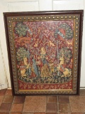 Replica Famous Medieval French Tapestry Depicts Noble Lady w/ A Lion and Unicorn
