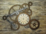 Unique Steampunk Mechanism Gears Decorative Wall Clock Roman Numeral Face Antiqued