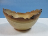Artisan Live Edge Poplar Tree Small Bowl Signed RHP Dated 9/2012 Approx. 1 7/8