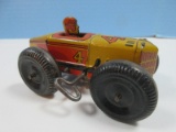 Vintage Marx Toys Litho Tin #4 Wind-Up Race Car Racer (Spring Loose) Circa 1930s-40s