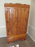 Vintage Two Door Cedar Wardrobe w/ Lock and Key, Rod and Shelf (Normal Wear)
