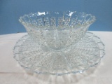 Stunning Tiffin-Franciscan Bristol Diamond Pattern Line 44 Pressed Glass Flared Punch Bowl w/