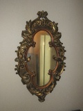 Regal Rococo Style Ornate Frame Oval Wall D‚cor Mirror Antiqued Gilt Patina Scrollwork &