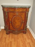 Extraordinary Louis XV Style Cabinet w/Green Marble Top, Applied Ormolus Sculptured Ornament