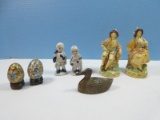 Lot Early Pair Italian Chalkware Renaissance Couple 6 1/4
