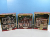 3 Collectible Lemax Christmas Village Lighted Porcelain Buildings, 