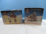 Lemax 2 Collectible Carole Towne 2002 Christmas Village Series Lighted Building 