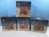 Lemax 4 Collectible Carole Town 2002 Christmas Village Series Lighted Building 