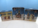 Lemax 3 Collectible Carole Town 2002 Christmas Village Series Lighted Building 