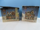 2 Lemax Collectible Carole Town 2001 Christmas Village Series Lighted Porcelain Building 
