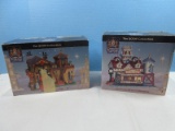 2 Lemax Carole Towne 2001 Christmas Village Series Lighted Porcelain Building 
