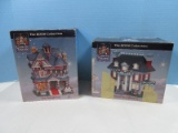 2 Lemax Carole Towne 2001 Christmas Village Series Lighted Porcelain Building 