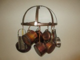 Great Deal! Lot Gourmet Half Dome Pot Rack w/Grid In Center & Brass Handle Cookware Pots,
