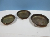 Set of 3 Vintage Copper Colander Kitchenware Strainers Loop for Hanging Colonial American