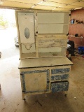 2pc Antique Handy Helper AKA Hoosier Style Cabinet Enamel Top, Tilt Out Flour Bin w/Sifter,