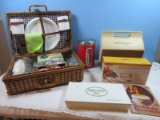 Lot 3 Red Canister w/Seal Lids, Wilton Sugar Plum Decorating Kit, Back to Basics Home Canning