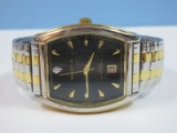 Vintage Elgin II Diamond Men's Two Tone Expansion Wrist Watch w/Date Display