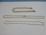 Lot 14K Gold Pearl Clasp Hand Knotted Strand of Pearls, Double Strand Hand Knotted & Other