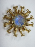 Stunning Vintage Sarah Coventry Mystic Blue Brooch Circa 1969 features Iridescent Blue Glass