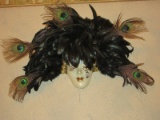 Extraordinary Gorgeous Black Feather Masquerade Mask Venetian Style