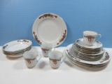 20 pcs. Fairfield Fine China Poinsettia and Ribbon w/ Greenery Pattern Christmas Dinnerware