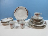 20 pcs. Fairfield Fine China Poinsettia and Ribbon w/ Greenery Pattern Christmas Dinnerware