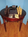 Bombay Co. Furniture Federal Style Game Table Medieval Chess Pcs/Backgammon Set