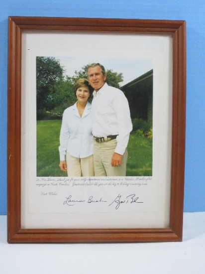 Appreciation Photo 2004 George W. Bush & Laura Bush w/Facsimile Signatures Thanking Charter