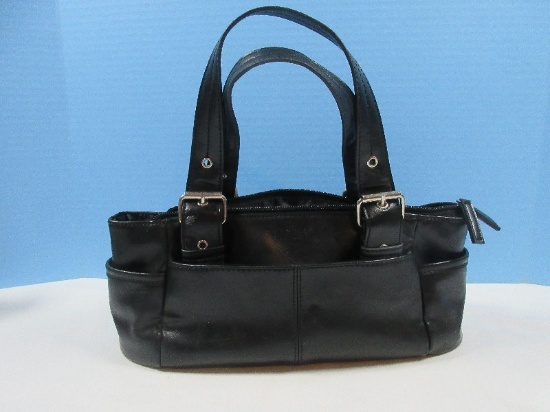 Kenneth Cole Reaction Y2K Black Leather Handbag Classic Shoulder Bag Satchel Shape