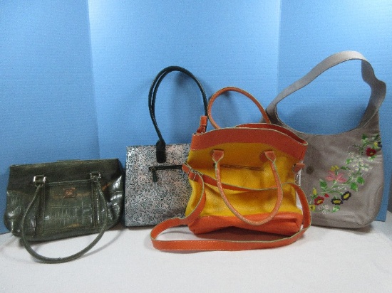4 Ladies Totes/shoulder Handbags Embroidered Flowers, Retro Multi Color, Liz Claiborne, &