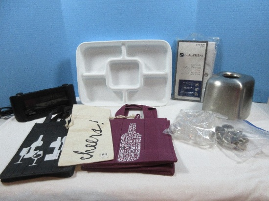 Lot CHEERS! Wine Draw String Gift Bag,6 Bottle Bag,4 Bottle Bag, Rubbermaid 5 Compartment