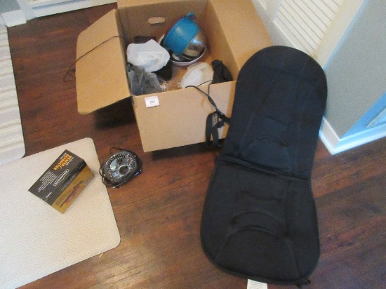 Lot 2 Face Shields, Car Seat Comfort Heat, Office Desk Caddy, Road Shock Heater/Defroster w/