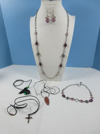 Lot Designer Fashion Jewelry Goldstone Arrow Head Pendant Cord Necklace,4pc Napier Chain
