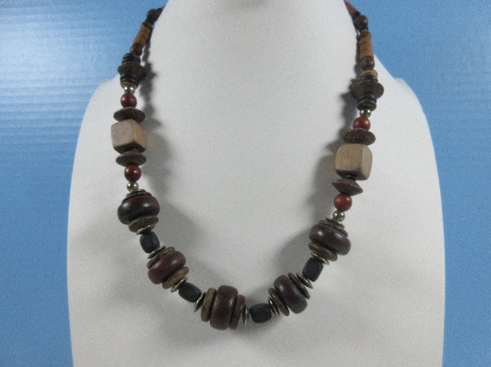 Vintage Handcrafted Studio Wood Necklace Various Design Beads/Blocks