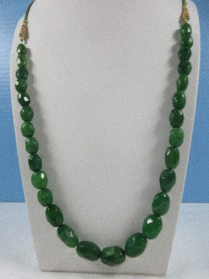 Vintage Faceted Natural Emerald Bead Strand Necklace- Est. $120+