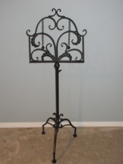 French Inspired Antique Style Refined Music Stand Adjustable Height Scrollwork & Acanthus