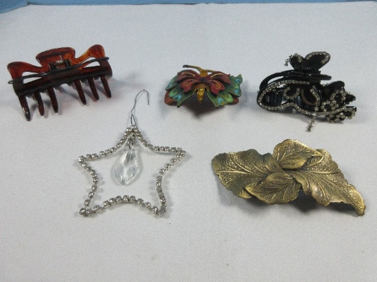 Lot Hair Clips, Foliage Barrette etc.