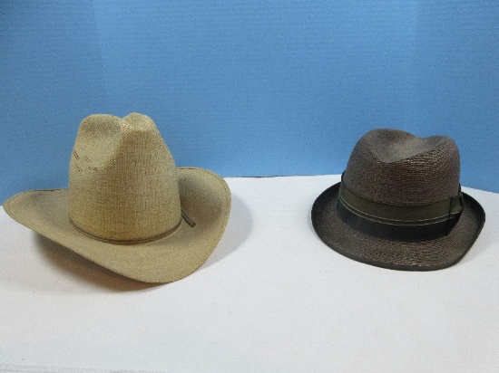2-Men's Hats-Bandera Western Straw Cowboy Hat High Style for Cool Heads, Dobbs Milan Straw