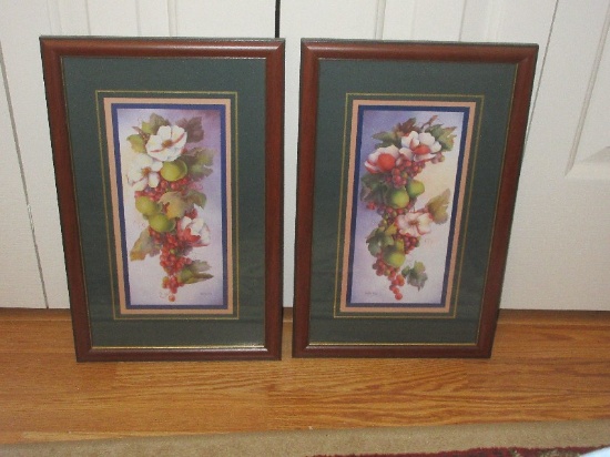 Refined Pair Home Interiors & Gifts Still Life Cluster of Fruit & Magnolia Swag Fine Art Prints